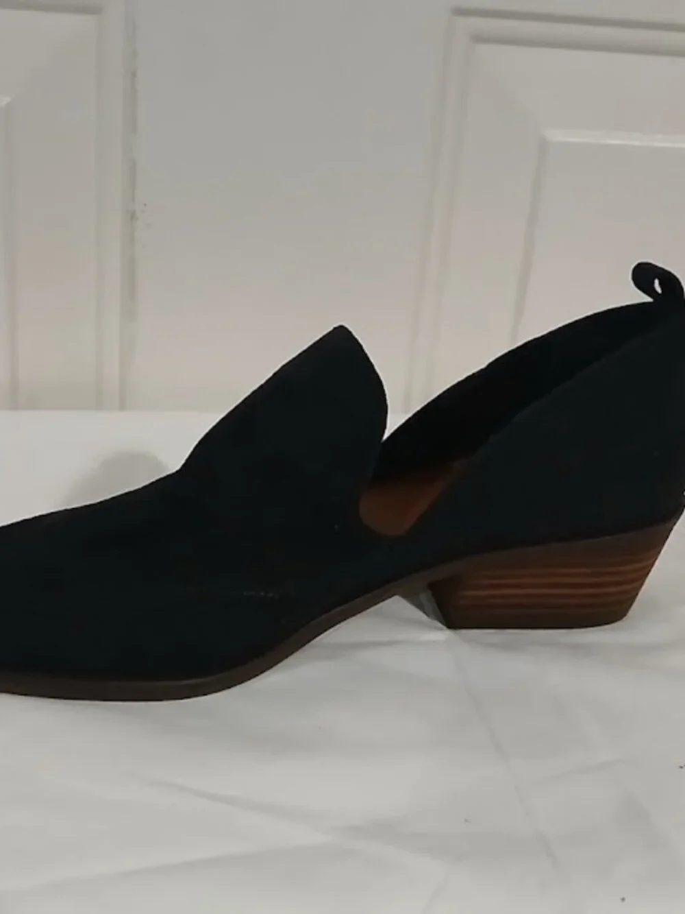 Lucky Brand Black Mainz Nubuck Low Stacked Heel Shoe